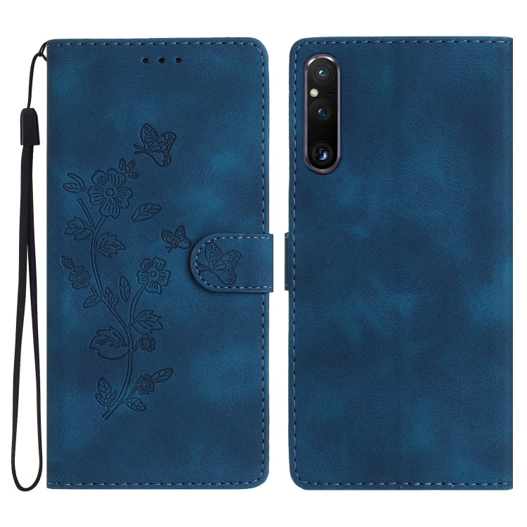 Flower Butterfly Embossing Pattern Leather Phone Case, For Sony Xperia 10 VII, For Sony Xperia 10 VI, For Sony Xperia 1 VI, For Sony Xperia 1 V, For Sony Xperia 10 V, For Sony Xperia 10 IV, For Sony Xperia L4, For Sony Xperia 5