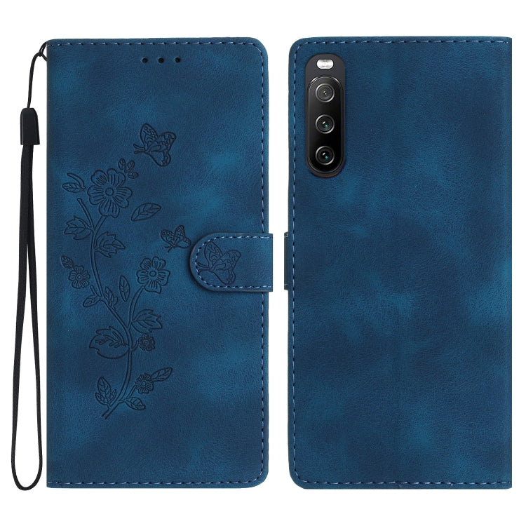 Flower Butterfly Embossing Pattern Leather Phone Case, For Sony Xperia 10 VII, For Sony Xperia 10 VI, For Sony Xperia 1 VI, For Sony Xperia 1 V, For Sony Xperia 10 V, For Sony Xperia 10 IV, For Sony Xperia L4, For Sony Xperia 5
