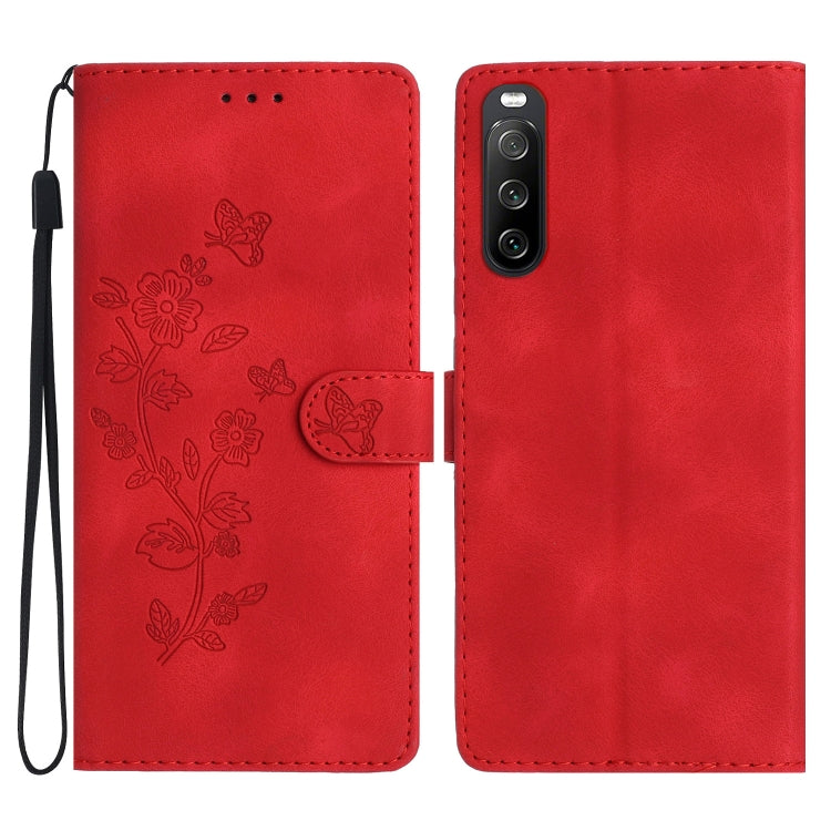 Flower Butterfly Embossing Pattern Leather Phone Case, For Sony Xperia 10 VII, For Sony Xperia 10 VI, For Sony Xperia 1 VI, For Sony Xperia 1 V, For Sony Xperia 10 V, For Sony Xperia 10 IV, For Sony Xperia L4, For Sony Xperia 5