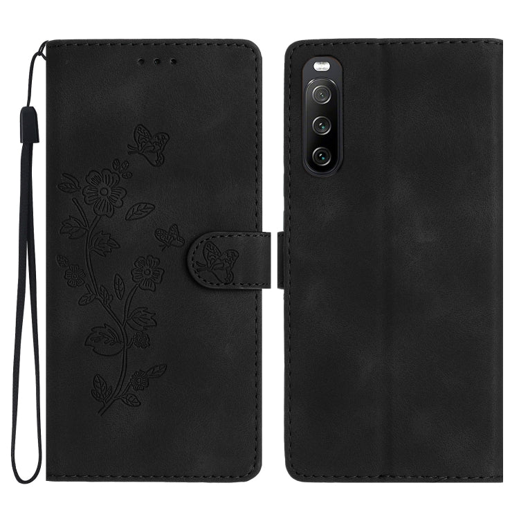 Flower Butterfly Embossing Pattern Leather Phone Case, For Sony Xperia 10 VII, For Sony Xperia 10 VI, For Sony Xperia 1 VI, For Sony Xperia 1 V, For Sony Xperia 10 V, For Sony Xperia 10 IV, For Sony Xperia L4, For Sony Xperia 5