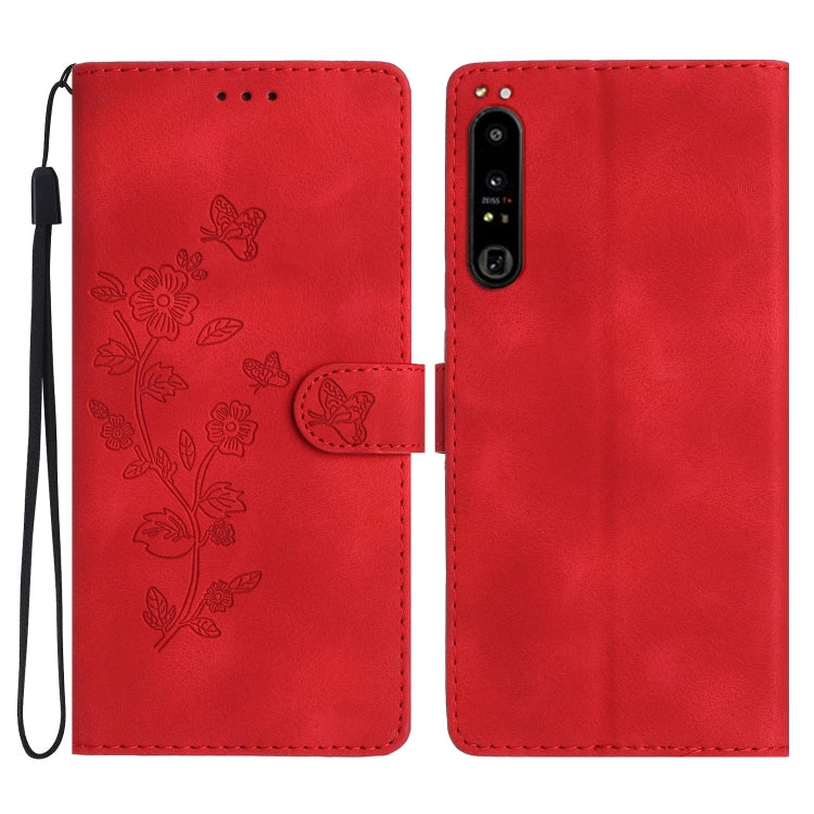 Flower Butterfly Embossing Pattern Leather Phone Case, For Sony Xperia 10 VII, For Sony Xperia 10 VI, For Sony Xperia 1 VI, For Sony Xperia 1 V, For Sony Xperia 10 V, For Sony Xperia 10 IV, For Sony Xperia L4, For Sony Xperia 5