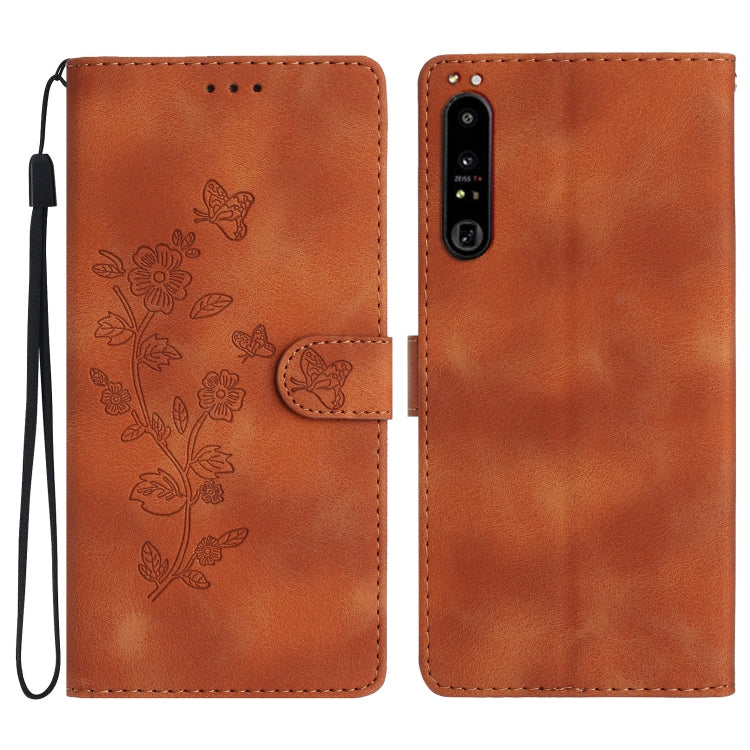 Flower Butterfly Embossing Pattern Leather Phone Case, For Sony Xperia 10 VII, For Sony Xperia 10 VI, For Sony Xperia 1 VI, For Sony Xperia 1 V, For Sony Xperia 10 V, For Sony Xperia 10 IV, For Sony Xperia L4, For Sony Xperia 5