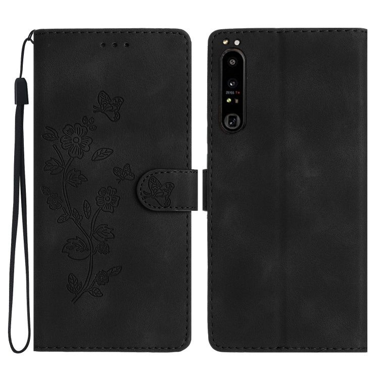 Flower Butterfly Embossing Pattern Leather Phone Case, For Sony Xperia 10 VII, For Sony Xperia 10 VI, For Sony Xperia 1 VI, For Sony Xperia 1 V, For Sony Xperia 10 V, For Sony Xperia 10 IV, For Sony Xperia L4, For Sony Xperia 5