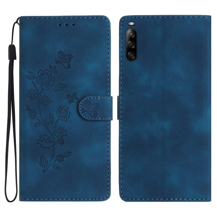 Flower Butterfly Embossing Pattern Leather Phone Case, For Sony Xperia 10 VII, For Sony Xperia 10 VI, For Sony Xperia 1 VI, For Sony Xperia 1 V, For Sony Xperia 10 V, For Sony Xperia 10 IV, For Sony Xperia L4, For Sony Xperia 5