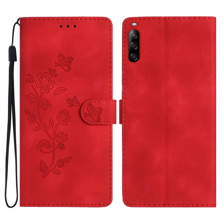 Flower Butterfly Embossing Pattern Leather Phone Case, For Sony Xperia 10 VII, For Sony Xperia 10 VI, For Sony Xperia 1 VI, For Sony Xperia 1 V, For Sony Xperia 10 V, For Sony Xperia 10 IV, For Sony Xperia L4, For Sony Xperia 5