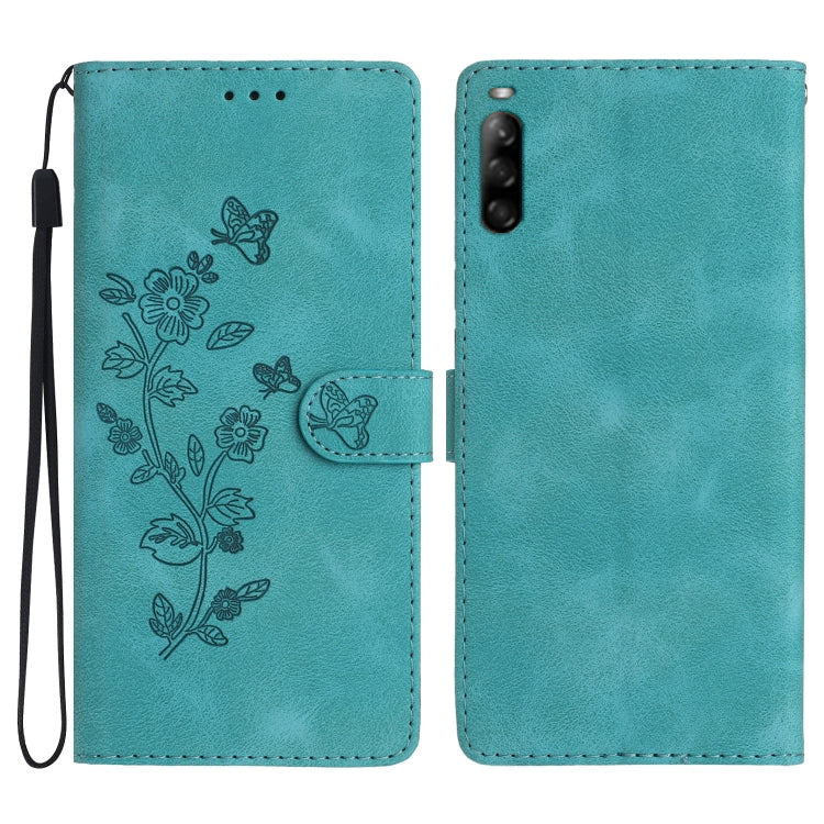 Flower Butterfly Embossing Pattern Leather Phone Case, For Sony Xperia 10 VII, For Sony Xperia 10 VI, For Sony Xperia 1 VI, For Sony Xperia 1 V, For Sony Xperia 10 V, For Sony Xperia 10 IV, For Sony Xperia L4, For Sony Xperia 5
