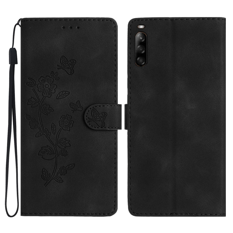 Flower Butterfly Embossing Pattern Leather Phone Case, For Sony Xperia 10 VII, For Sony Xperia 10 VI, For Sony Xperia 1 VI, For Sony Xperia 1 V, For Sony Xperia 10 V, For Sony Xperia 10 IV, For Sony Xperia L4, For Sony Xperia 5