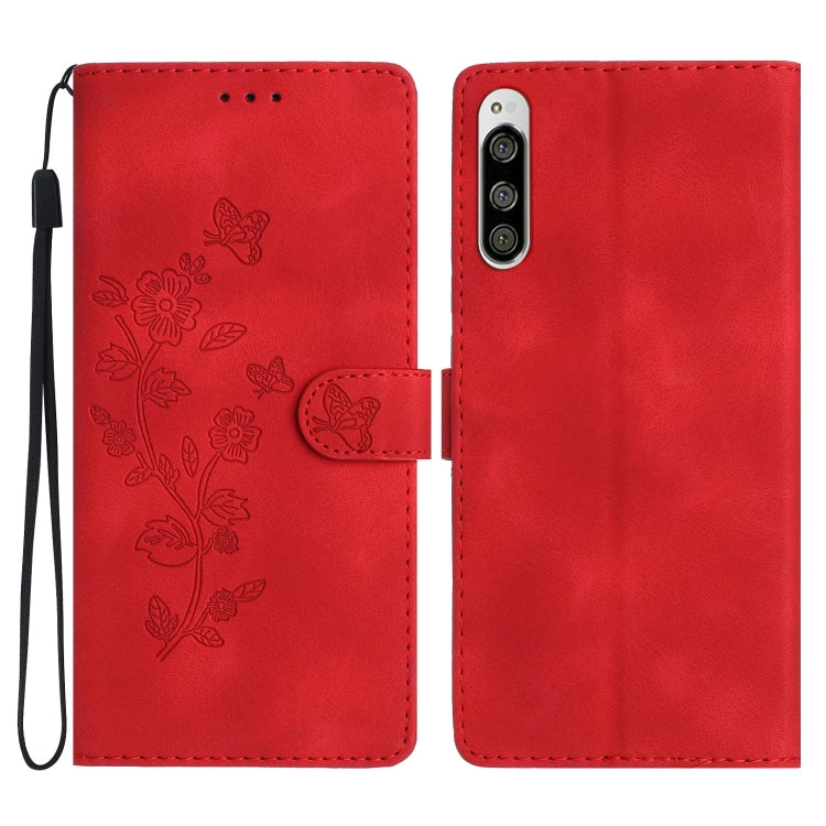 Flower Butterfly Embossing Pattern Leather Phone Case, For Sony Xperia 10 VII, For Sony Xperia 10 VI, For Sony Xperia 1 VI, For Sony Xperia 1 V, For Sony Xperia 10 V, For Sony Xperia 10 IV, For Sony Xperia L4, For Sony Xperia 5