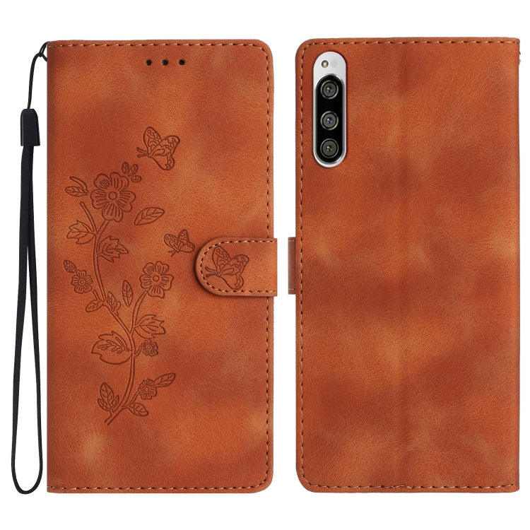 Flower Butterfly Embossing Pattern Leather Phone Case, For Sony Xperia 10 VII, For Sony Xperia 10 VI, For Sony Xperia 1 VI, For Sony Xperia 1 V, For Sony Xperia 10 V, For Sony Xperia 10 IV, For Sony Xperia L4, For Sony Xperia 5