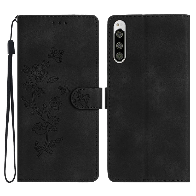 Flower Butterfly Embossing Pattern Leather Phone Case, For Sony Xperia 10 VII, For Sony Xperia 10 VI, For Sony Xperia 1 VI, For Sony Xperia 1 V, For Sony Xperia 10 V, For Sony Xperia 10 IV, For Sony Xperia L4, For Sony Xperia 5