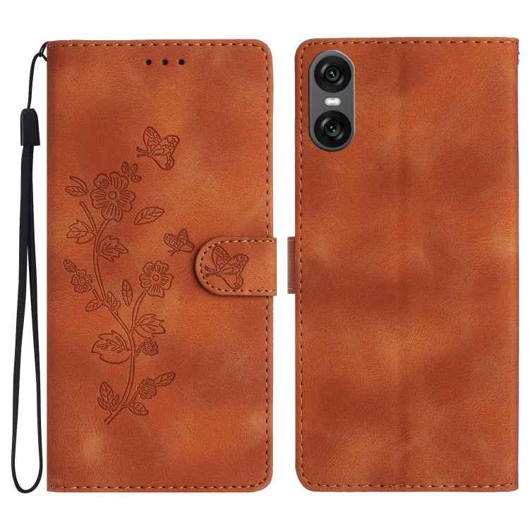 Flower Butterfly Embossing Pattern Leather Phone Case, For Sony Xperia 10 VII, For Sony Xperia 10 VI, For Sony Xperia 1 VI, For Sony Xperia 1 V, For Sony Xperia 10 V, For Sony Xperia 10 IV, For Sony Xperia L4, For Sony Xperia 5