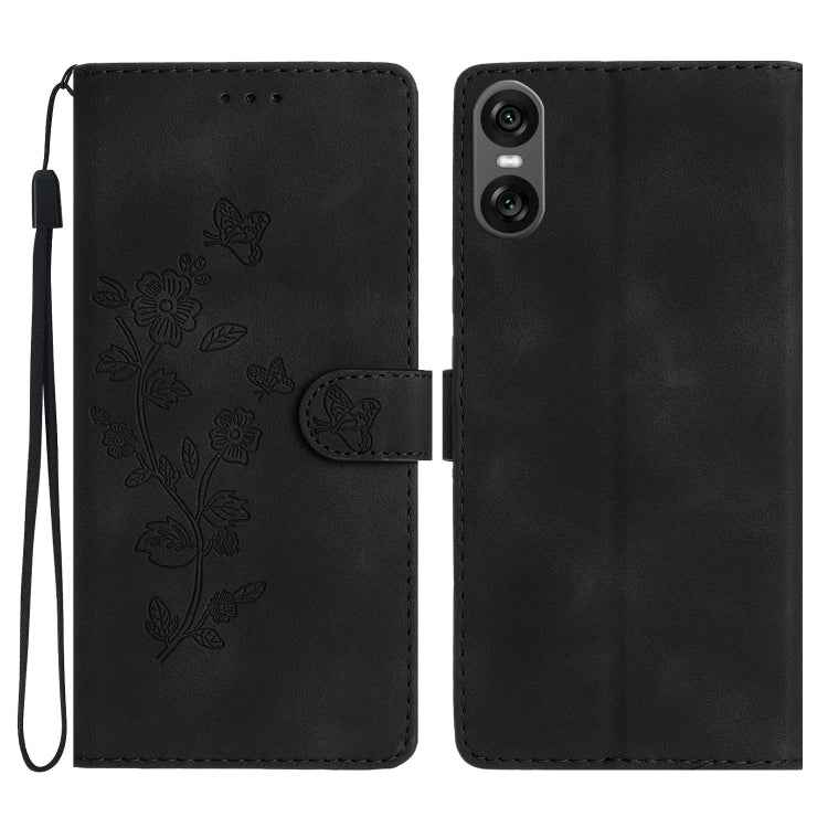 Flower Butterfly Embossing Pattern Leather Phone Case, For Sony Xperia 10 VII, For Sony Xperia 10 VI, For Sony Xperia 1 VI, For Sony Xperia 1 V, For Sony Xperia 10 V, For Sony Xperia 10 IV, For Sony Xperia L4, For Sony Xperia 5