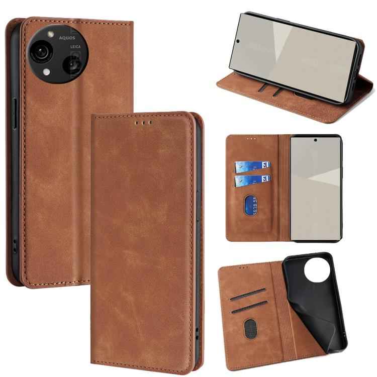 Skin Feel Magnetic Leather Phone Case, For Sharp Aquos R10, For Sharp Aqous wish5, For Sharp Aquos Wish4, For Sharp Aquos R9, For Sharp Aquos Sense 8, For Sharp Aquos R8 Pro SH-51, For Sharp Aquos R8 SH-52D, For Sharp Aqous Wish3