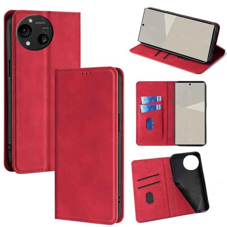 Skin Feel Magnetic Leather Phone Case, For Sharp Aquos R10, For Sharp Aqous wish5, For Sharp Aquos Wish4, For Sharp Aquos R9, For Sharp Aquos Sense 8, For Sharp Aquos R8 Pro SH-51, For Sharp Aquos R8 SH-52D, For Sharp Aqous Wish3