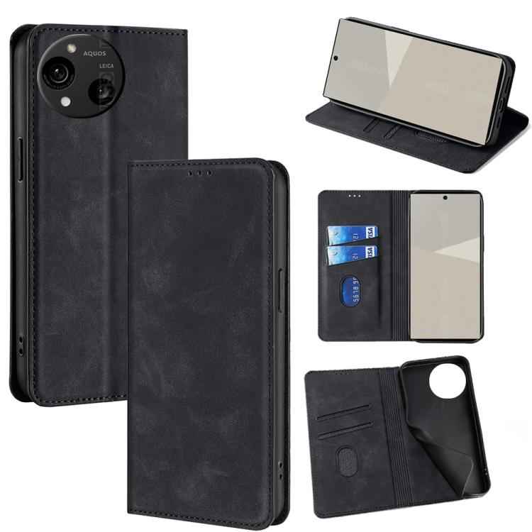 Skin Feel Magnetic Leather Phone Case, For Sharp Aquos R10, For Sharp Aqous wish5, For Sharp Aquos Wish4, For Sharp Aquos R9, For Sharp Aquos Sense 8, For Sharp Aquos R8 Pro SH-51, For Sharp Aquos R8 SH-52D, For Sharp Aqous Wish3