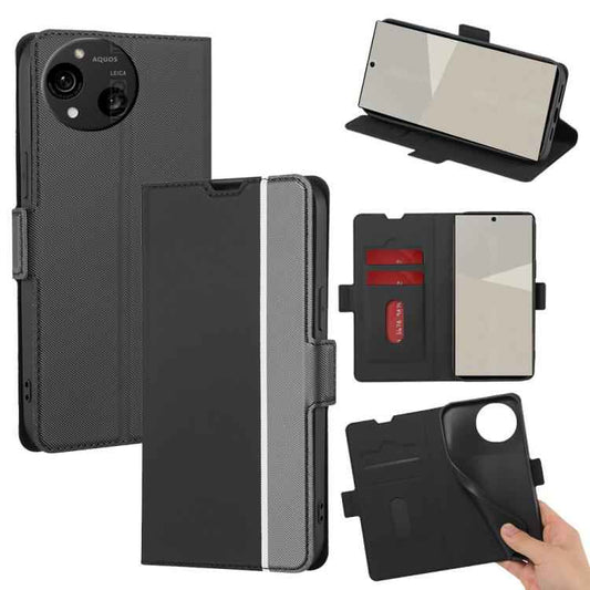 Twill Texture Side Button Leather Phone Case, For Sharp Aquos R10, For Sharp Aqous wish5, For Sharp Aquos Wish4, For Sharp Aquos R9, For Sharp Aquos sense8, For Sharp Aquos R8 Pro SH-51, For Sharp Aquos R8 SH-52D, For Sharp Aqous Wish3