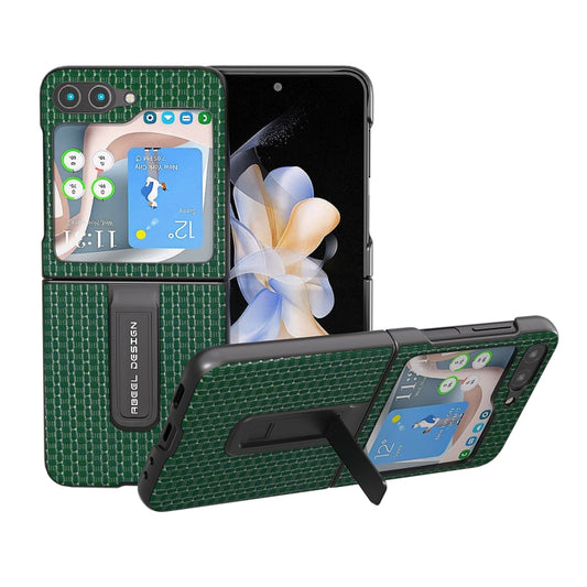 Genuine Leather Luxury Series Phone Case with Holder, For Samsung Galaxy Z Flip5, For Samsung Galaxy Z Flip4