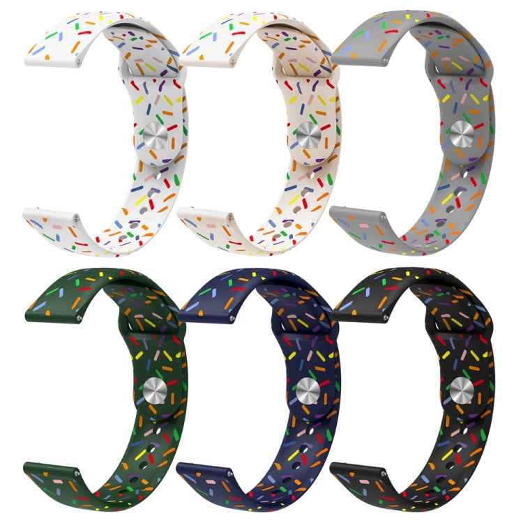 Universal Reverse Buckle Colorful Oval Dot Pattern Silicone Watch Band, 20mm, 22mm