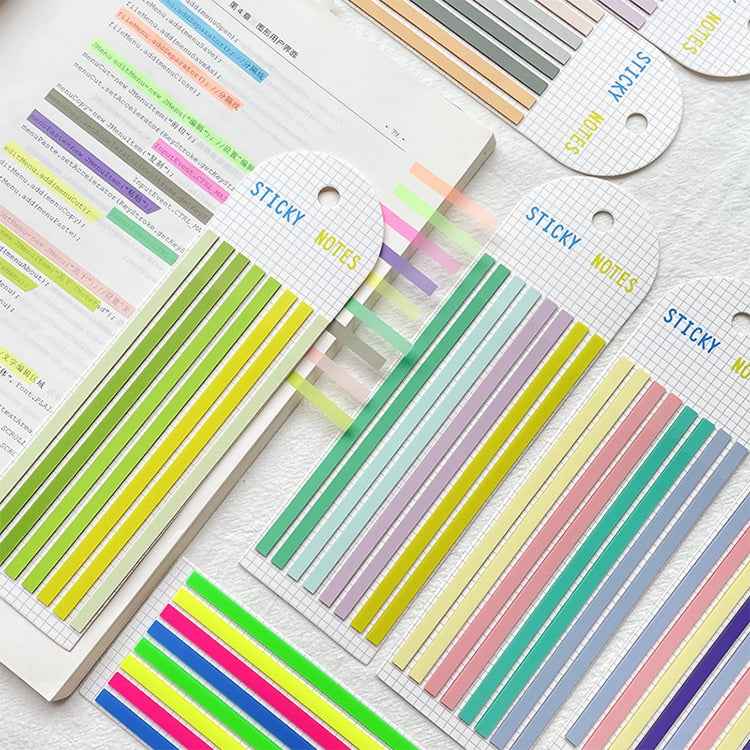 Transparent Strip Color Fluorescent Waterproof Sticky Note Long Strip Index Sticker