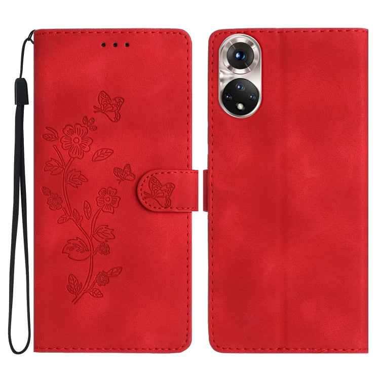 Flower Butterfly Embossing Pattern Leather Phone Case