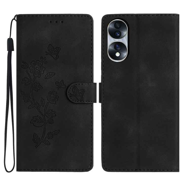 Flower Butterfly Embossing Pattern Leather Phone Case