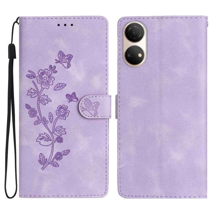 Flower Butterfly Embossing Pattern Leather Phone Case