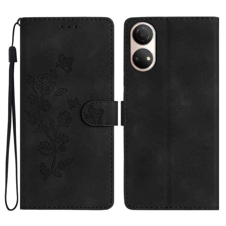 Flower Butterfly Embossing Pattern Leather Phone Case