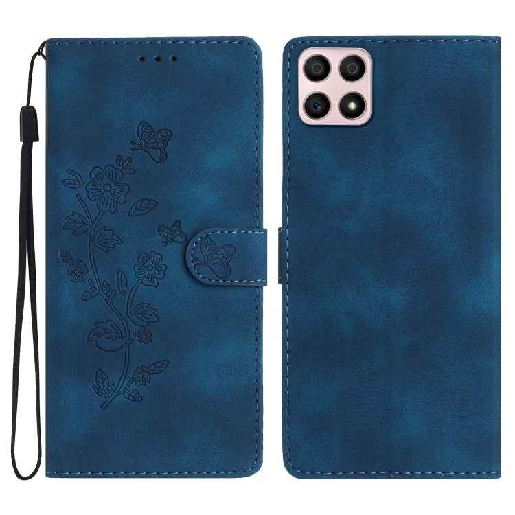 Flower Butterfly Embossing Pattern Leather Phone Case