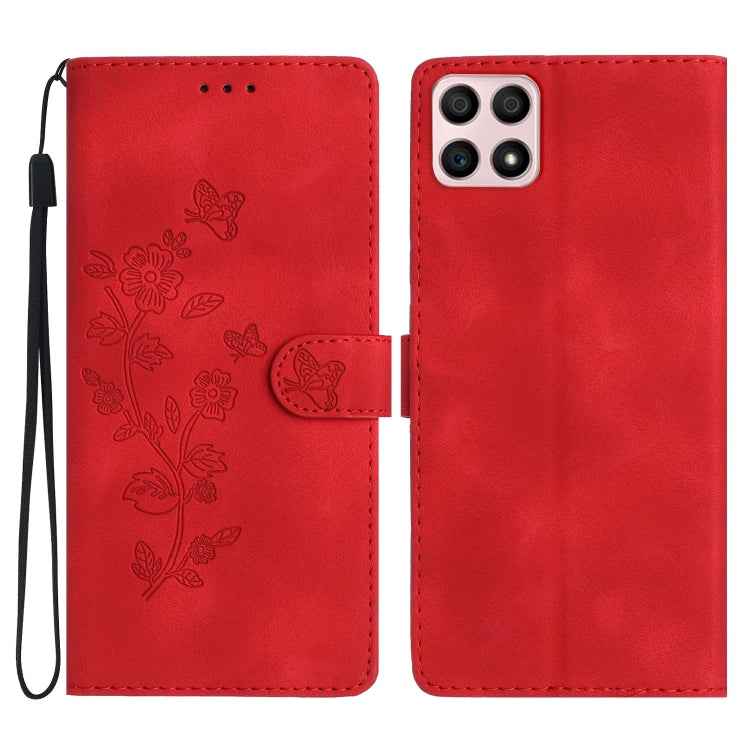 Flower Butterfly Embossing Pattern Leather Phone Case