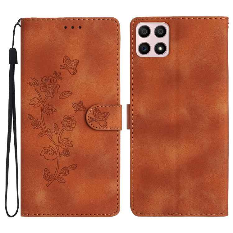 Flower Butterfly Embossing Pattern Leather Phone Case