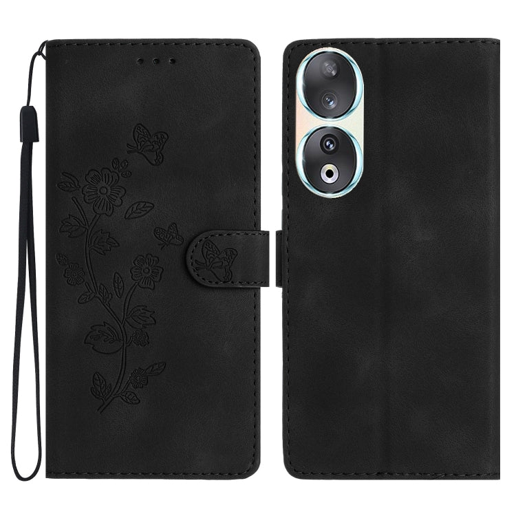 Flower Butterfly Embossing Pattern Leather Phone Case, For Honor 200 Lite Global, For Honor 90 Lite, For Honor 90 Pro, For Honor 90, For Honor 70, For Honor X7 / Play 30 Plus, For Honor X8 / X30i, For Honor 50 Lite
