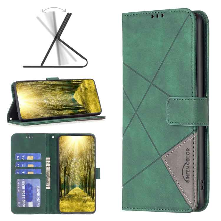 Magnetic Buckle Rhombus Texture Leather Phone Case