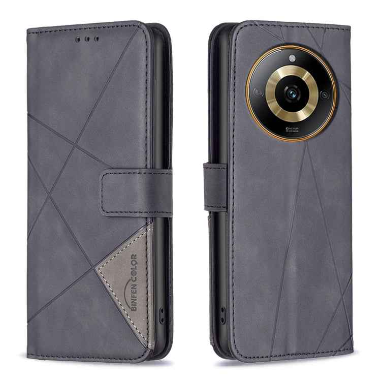 Magnetic Buckle Rhombus Texture Leather Phone Case