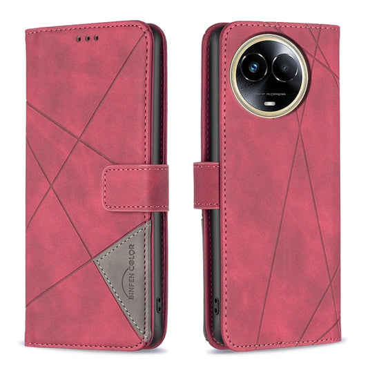 Magnetic Buckle Rhombus Texture Leather Phone Case, For Realme 11 5G, For Realme C53, For Realme C65 4G