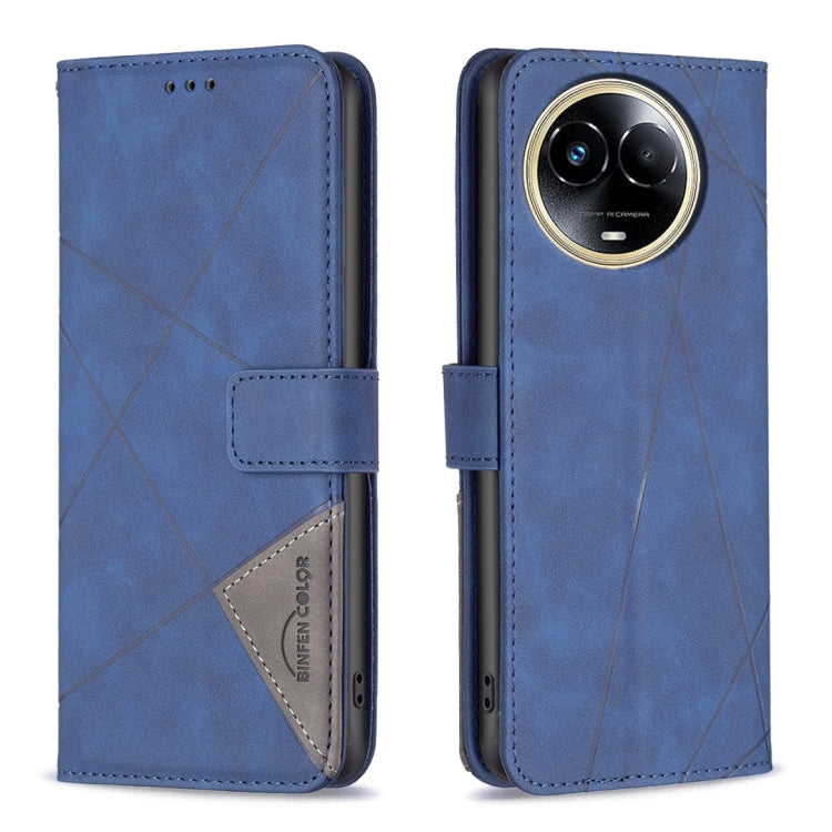 Magnetic Buckle Rhombus Texture Leather Phone Case, For Realme 11 5G, For Realme C53, For Realme C65 4G