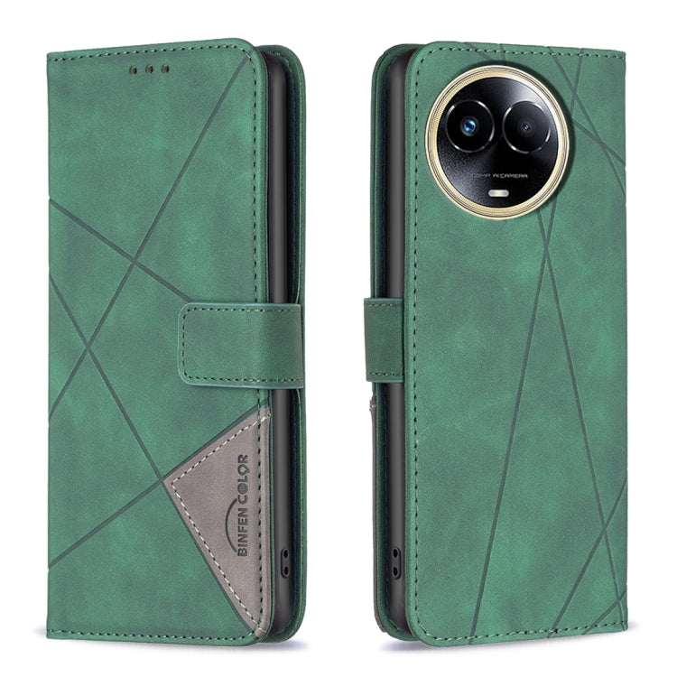 Magnetic Buckle Rhombus Texture Leather Phone Case, For Realme 11 5G, For Realme C53, For Realme C65 4G