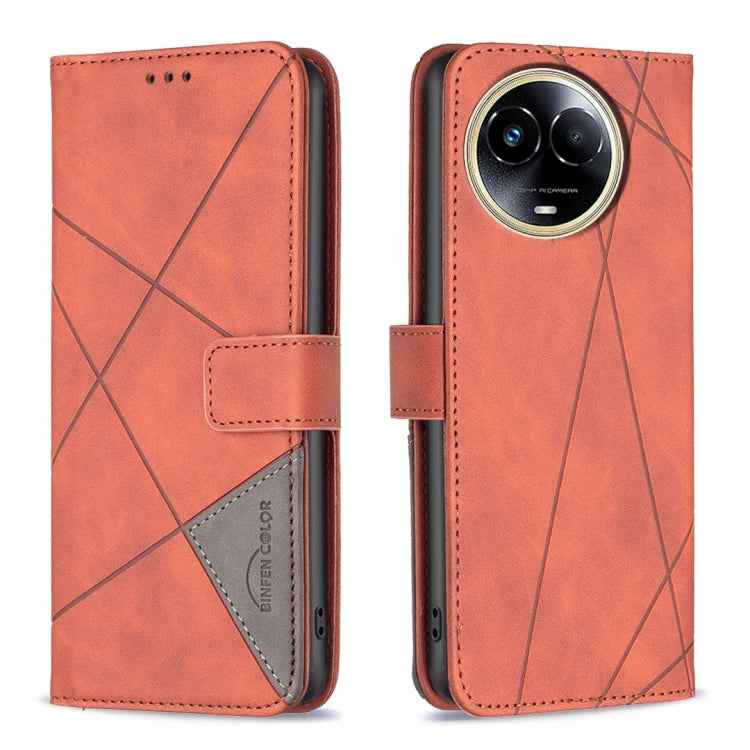 Magnetic Buckle Rhombus Texture Leather Phone Case