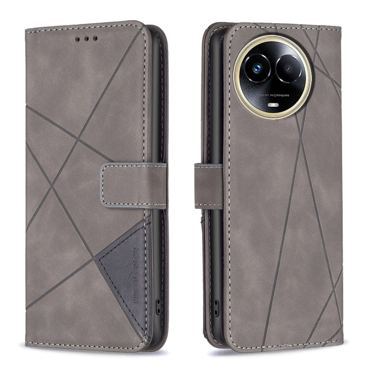 Magnetic Buckle Rhombus Texture Leather Phone Case, For Realme 11 5G, For Realme C53, For Realme C65 4G