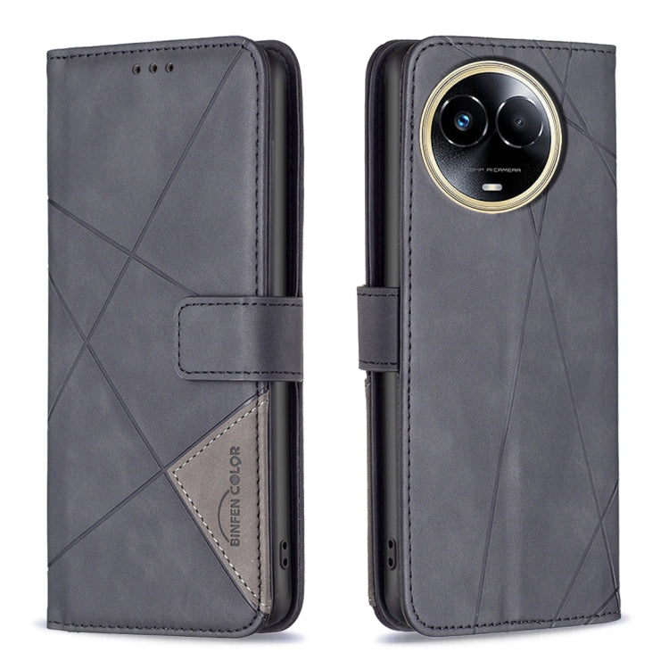 Magnetic Buckle Rhombus Texture Leather Phone Case, For Realme 11 5G, For Realme C53, For Realme C65 4G