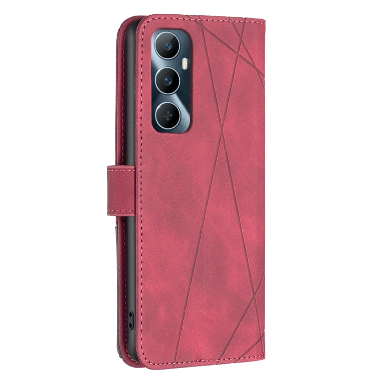 Magnetic Buckle Rhombus Texture Leather Phone Case, For Realme C65 4G