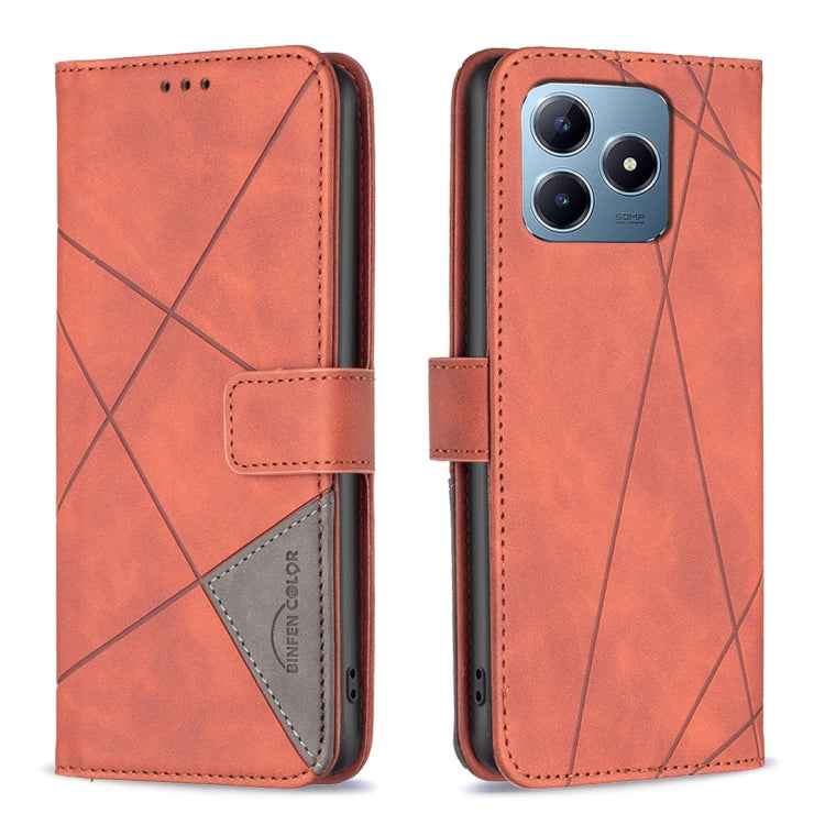 Magnetic Buckle Rhombus Texture Leather Phone Case