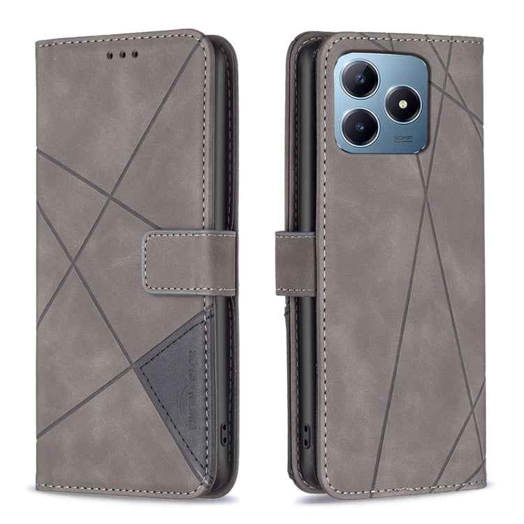 Magnetic Buckle Rhombus Texture Leather Phone Case