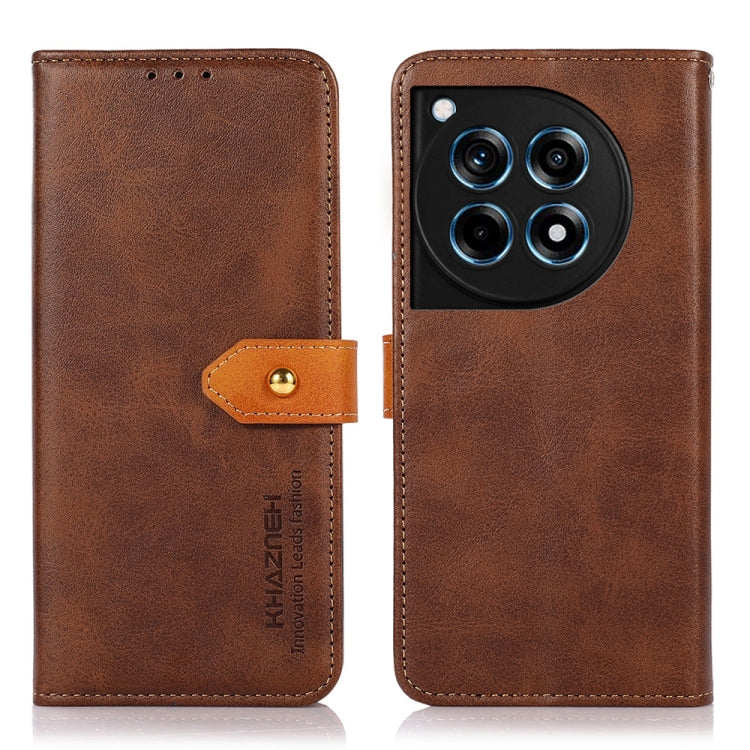 KHAZNEH Dual-color Cowhide Texture Flip Leather Phone Case, For OnePlus 12R / Ace 3, For OnePlus 12, For OnePlus Ace 2 Pro, For OnePlus Nord 3 / Ace 2V