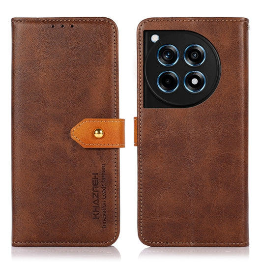 KHAZNEH Dual-color Cowhide Texture Flip Leather Phone Case, For OnePlus 12R / Ace 3, For OnePlus 12, For OnePlus Ace 2 Pro, For OnePlus Nord 3 / Ace 2V