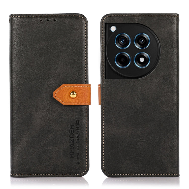 KHAZNEH Dual-color Cowhide Texture Flip Leather Phone Case, For OnePlus 12R / Ace 3, For OnePlus 12, For OnePlus Ace 2 Pro, For OnePlus Nord 3 / Ace 2V