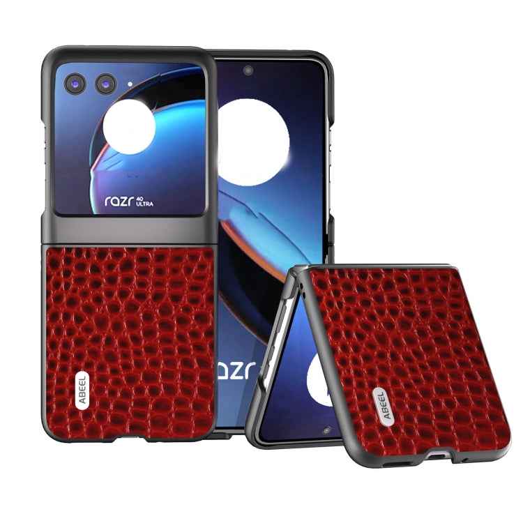 ABEEL Genuine Leather Crocodile Pattern Black Edge Phone Case