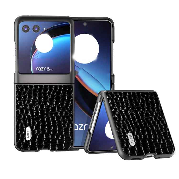 ABEEL Genuine Leather Crocodile Pattern Black Edge Phone Case