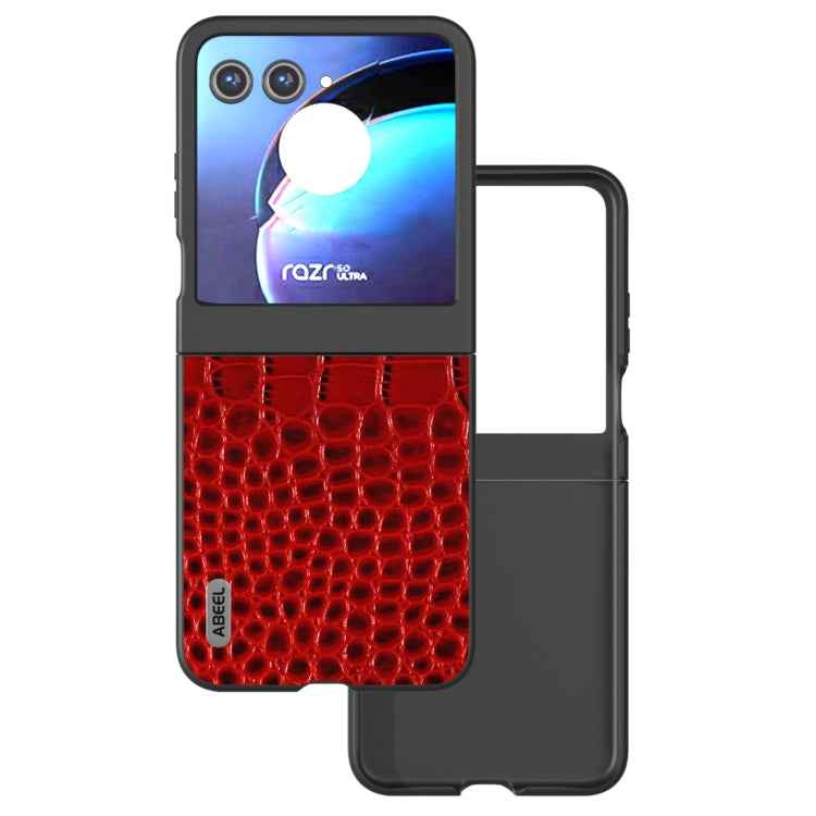 ABEEL Genuine Leather Crocodile Pattern Black Edge Phone Case