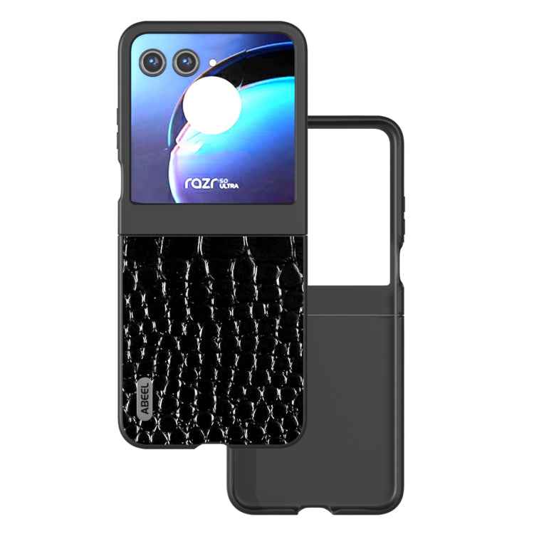 ABEEL Genuine Leather Crocodile Pattern Black Edge Phone Case