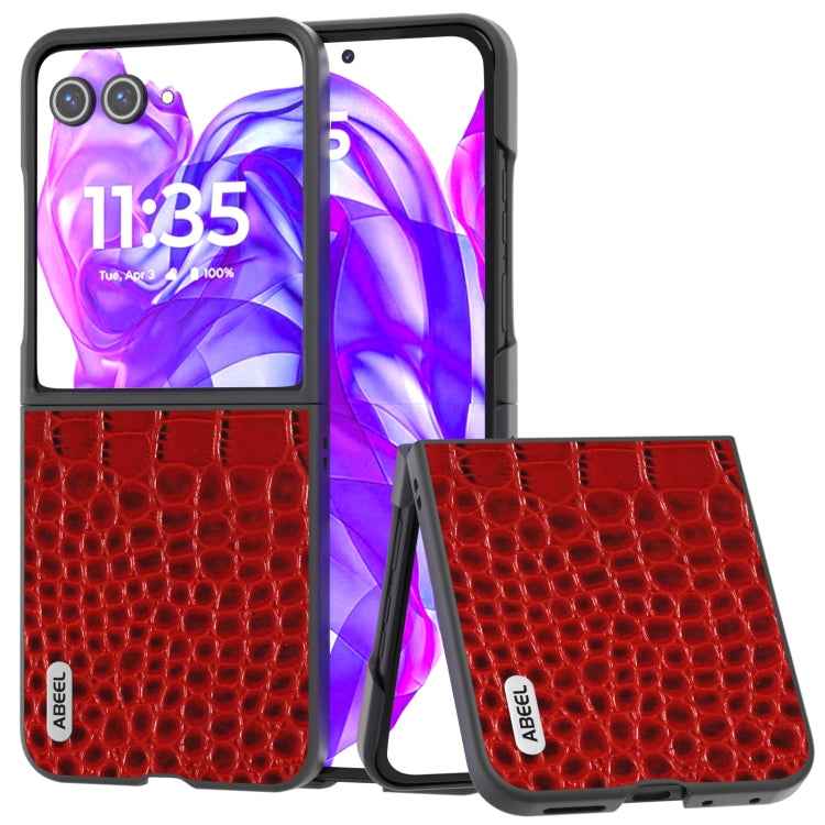 ABEEL Genuine Leather Crocodile Pattern Black Edge Phone Case